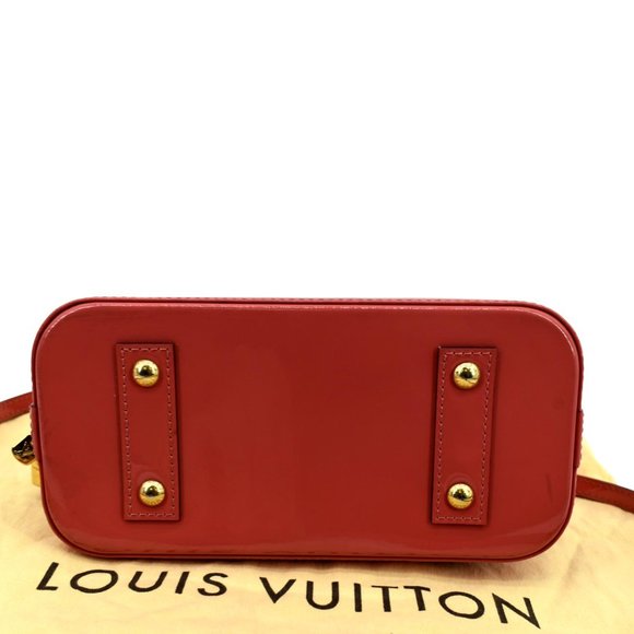LOUIS VUITTON  Alma BB Monogram Vernis Satchel Shoulder Bag Red - Picture 9 of 14